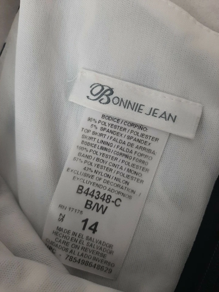 Niñas Bonnie Jean Negro Blanco Azul Forrado Capas Vacaciones Formal Fiesta Vestido 14 Foto 3 de 4