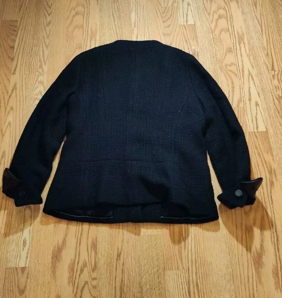 Giacca blazer vintage 2001 Chanel donna tweed pelle lana tg 46
