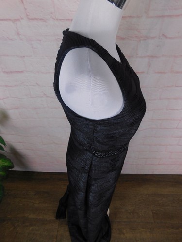 Scarlett Womens Black Sleeveless Textured Gown Sz 6 With Beaded Waist - Picture 11 of 12