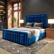 Velvet Ottoman Storage Bed Upholstered Bed Frame with Headboard and Footboard