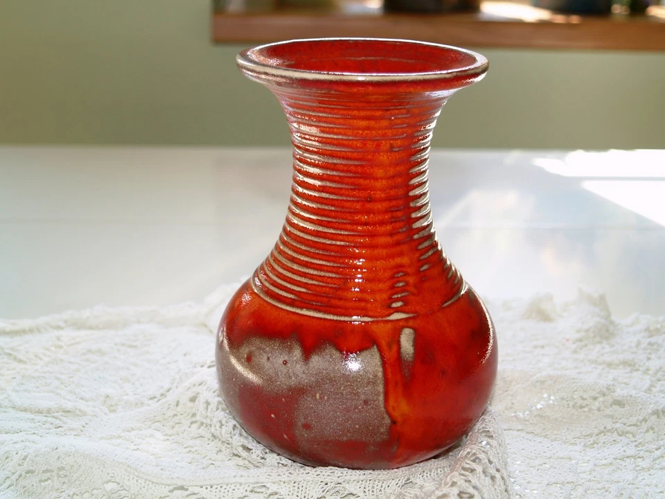 Vase Keramik Blumenvase getöpfert Töpferei rote Keramik Geschenk - Bild 3 von 4