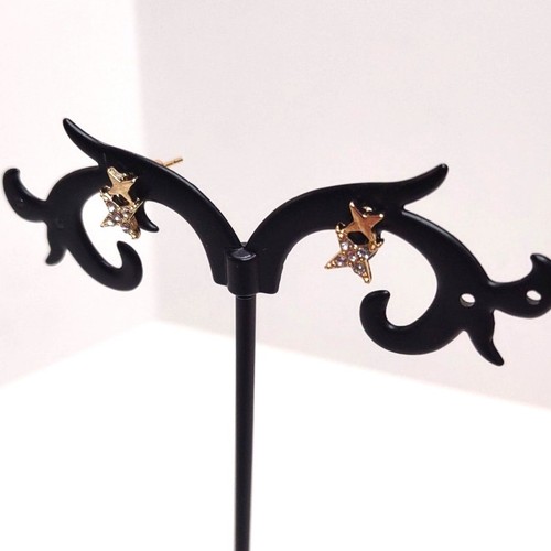 Gold Star Stud Earrings Rhinestone Gemstone Christmas Birthday Gift - New! - Picture 2 of 5