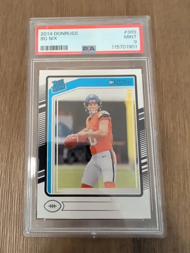 2024 Panini Donruss - Rated Rookie Bo Nix #369 (RC) Broncos PSA 9