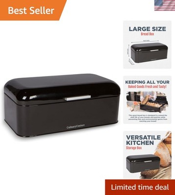 Extra Large Stainless Steel Black Bread Box   Vintage 2-Loaf Kitchen Storage