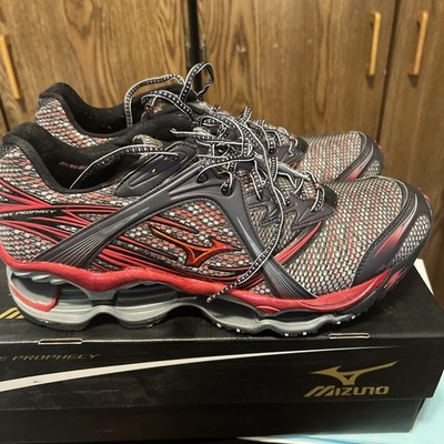 Mizuno Wave Prophecy Men's Mesh Athletic Sneakers Gray Black Red