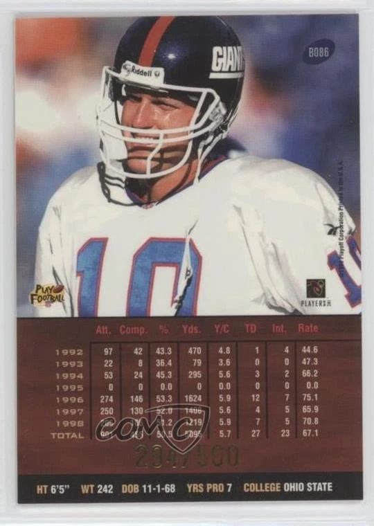 1999 Playoff Prestige SSD Spectrum Purple /500 Kent Graham #B086 - Image 2 of 2