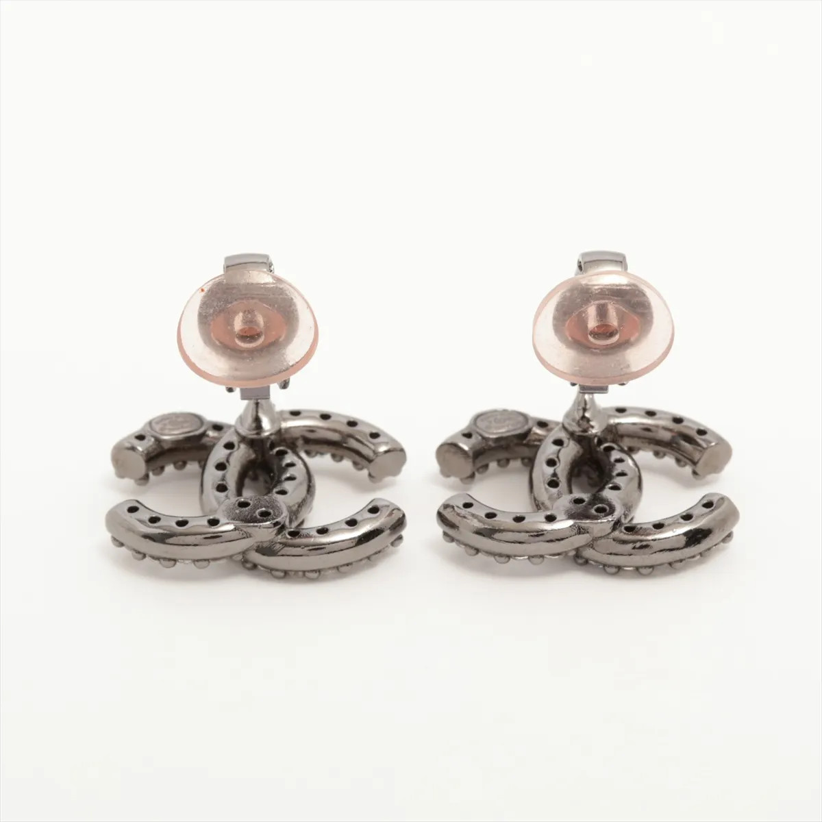 Chanel Coco Mark A20A Earrings (for both ears) GP×Rhinestone Black thumbnail 4