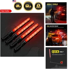 Traffic Wand LED Safety Baton 4 Pack 21 Inch with Flashing Modes for Traffic ...