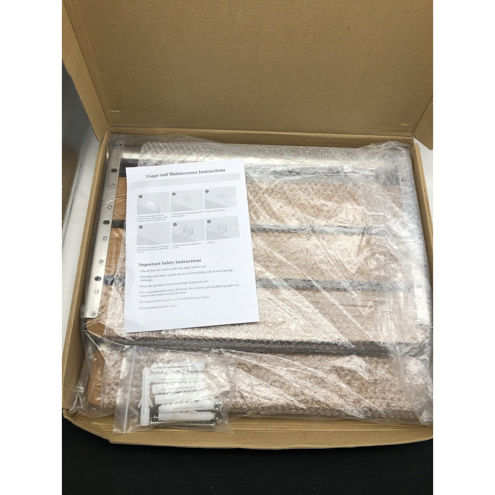 Folding Teak Shower Seat Wall Mounted,Fold down Shower Seat,Foldable Shower READ