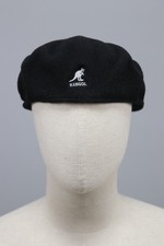 KANGOL Vintage England Wool Black Newsboy Hat Flat Cap Sz S-M / 54-56 cm