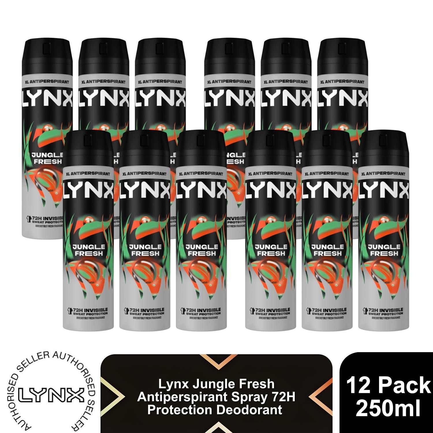 Lynx Xxl Jungle Fresh Antiperspirant 72H Sweat Protection Deodorant 250Ml, 12Pk - Image 2