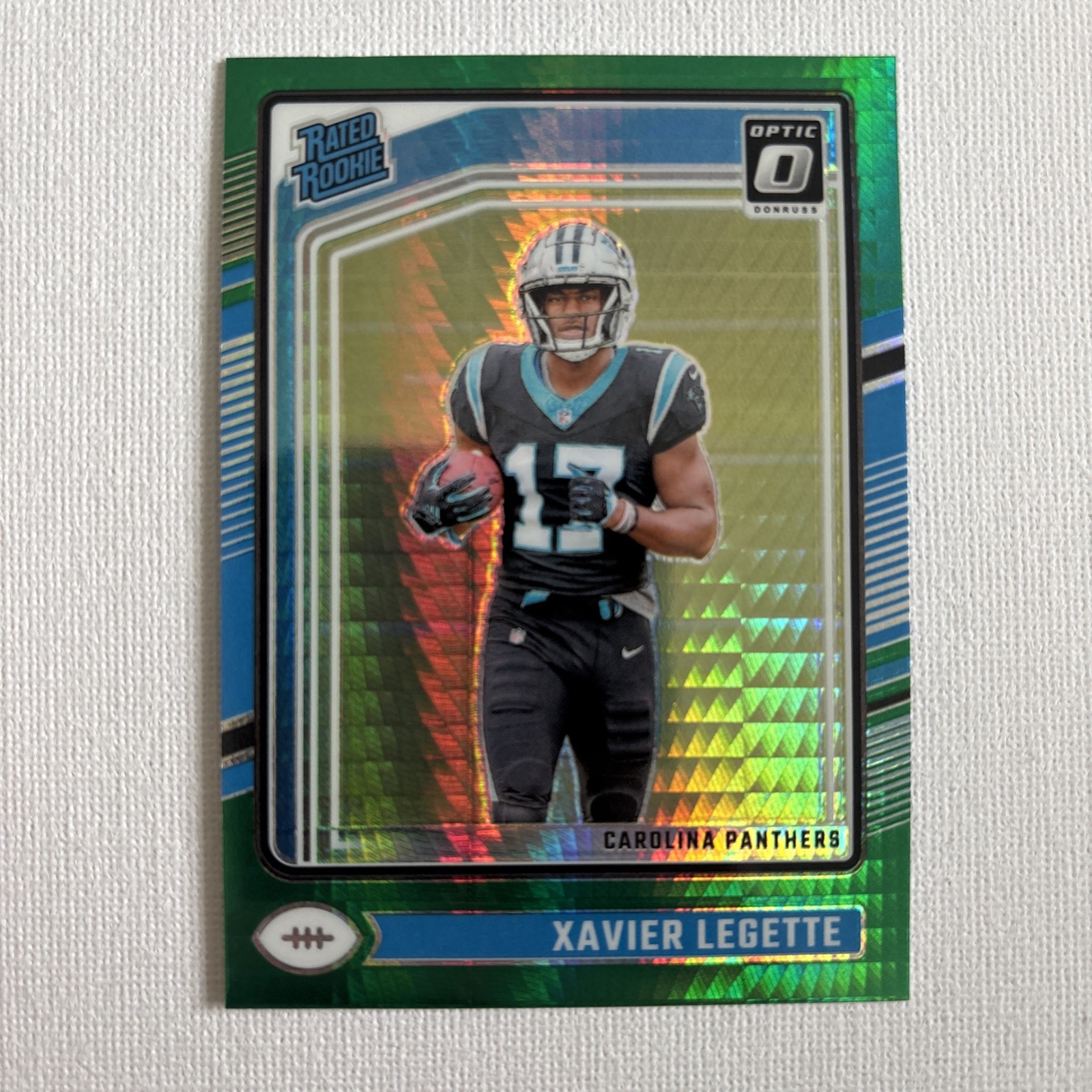 2024 Donruss Optic Xavier Legette Green Hyper Prizm Rookie RC #299 Panthers
