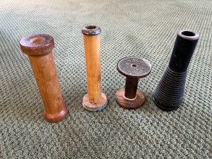 Wooden Vintage Spools  Industrial Style  (set of 4) -7" - 8.5"