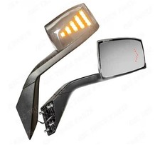 QSC Performance Chrome Hood Mirror Front Back LED Signal for Volvo VNL LEFT