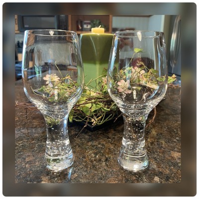 Krosno-Poland-Vintage Thick Bubble Stem Wine Glass Pair-RARE!!! | eBay