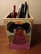 Winter Themed Aceo Original Mixed Media Abstract Woman - Bessie In Winter