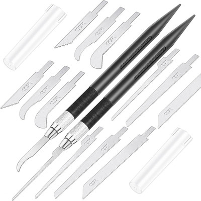 Mini Hand Saw Model Craft Blade Tools Razor Set 2 Handles with 12 Craft Blade Mo