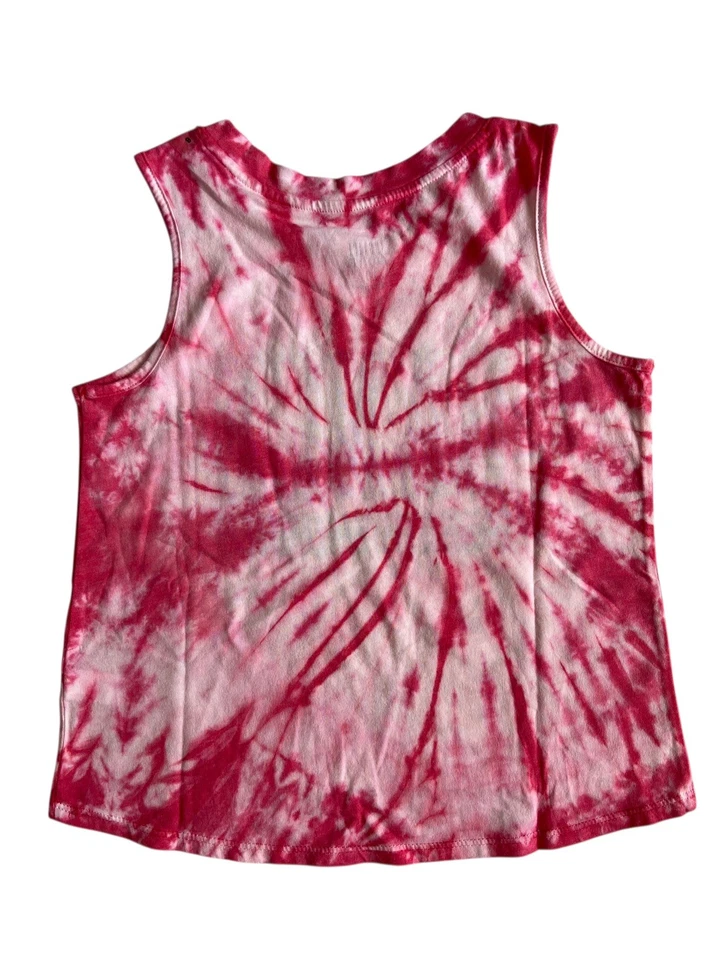 Conjunto Justice Girls Tie Dye Camiseta sin mangas Pantalones cortos de delfín Talla 8 Rojo Baile Americana Foto 3 de 4