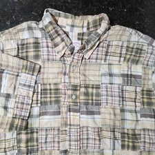 Brooks Brothers Madras Patchwork Plaid Button Down Check Skate Outdoor Camp XXL