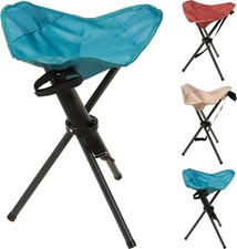 Foldable Camping Stool Tripod Seat + Carry Strap 110kg Outdoor, Taupe Red Teal