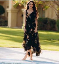 ZARA WOMAN NEW  SS25 BLACK/ ORANGE PRINTED DRESS ZW COLLECTION 2718/100/056 S