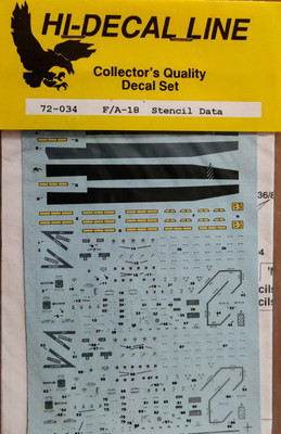 McDonnell F-18 A/C ''Hornet'' Stenzil Data, HI-Decal Line , Scale: 1/72,Kit: 72034