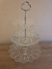 Vintage Federal Glass Petal Pattern 3-Tiered Dessert Stand w/hardware