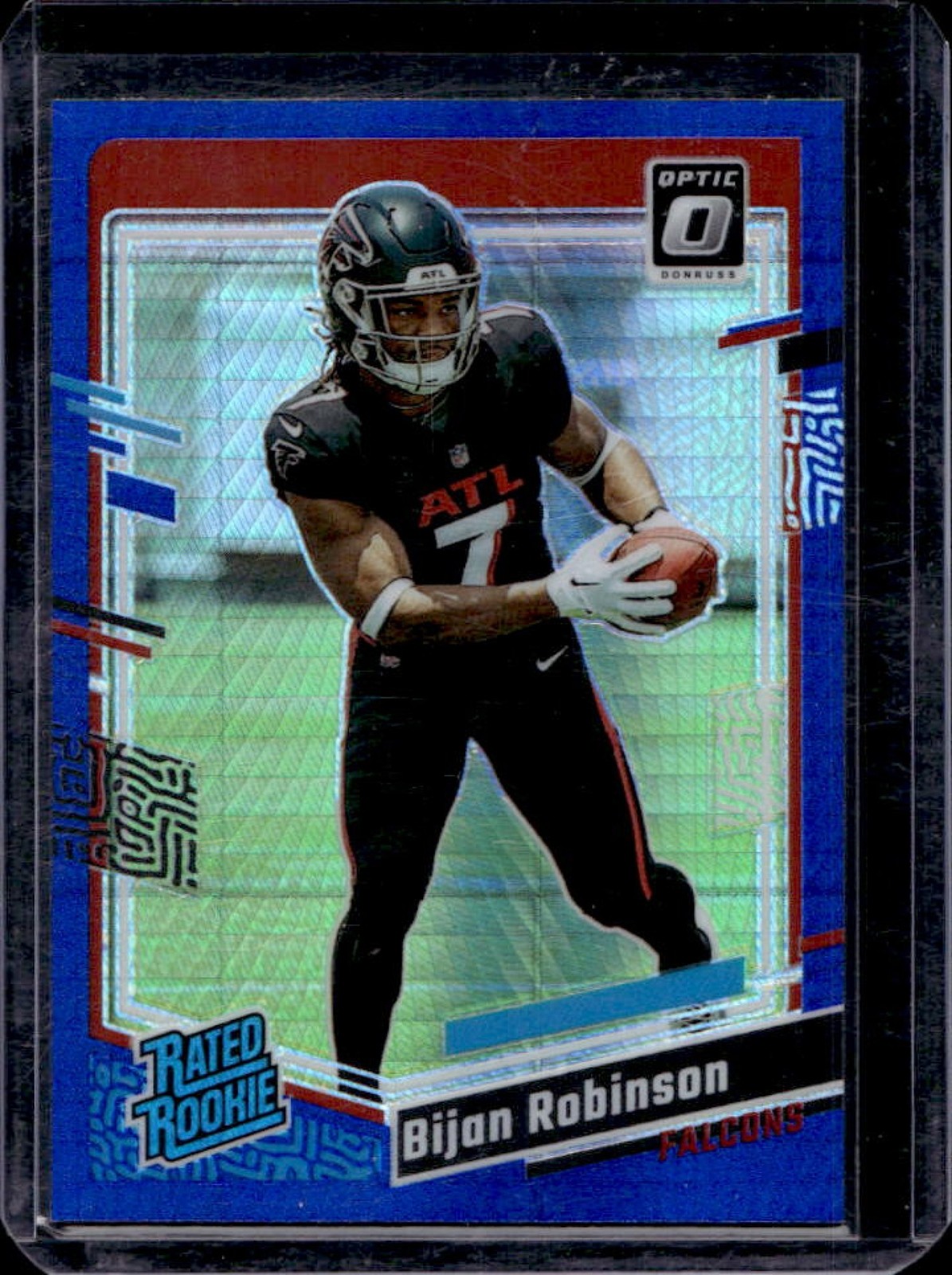 2023 Donruss Optic Bijan Robinson Blue Hyper Prizm Rated Rookie #206 Falcons