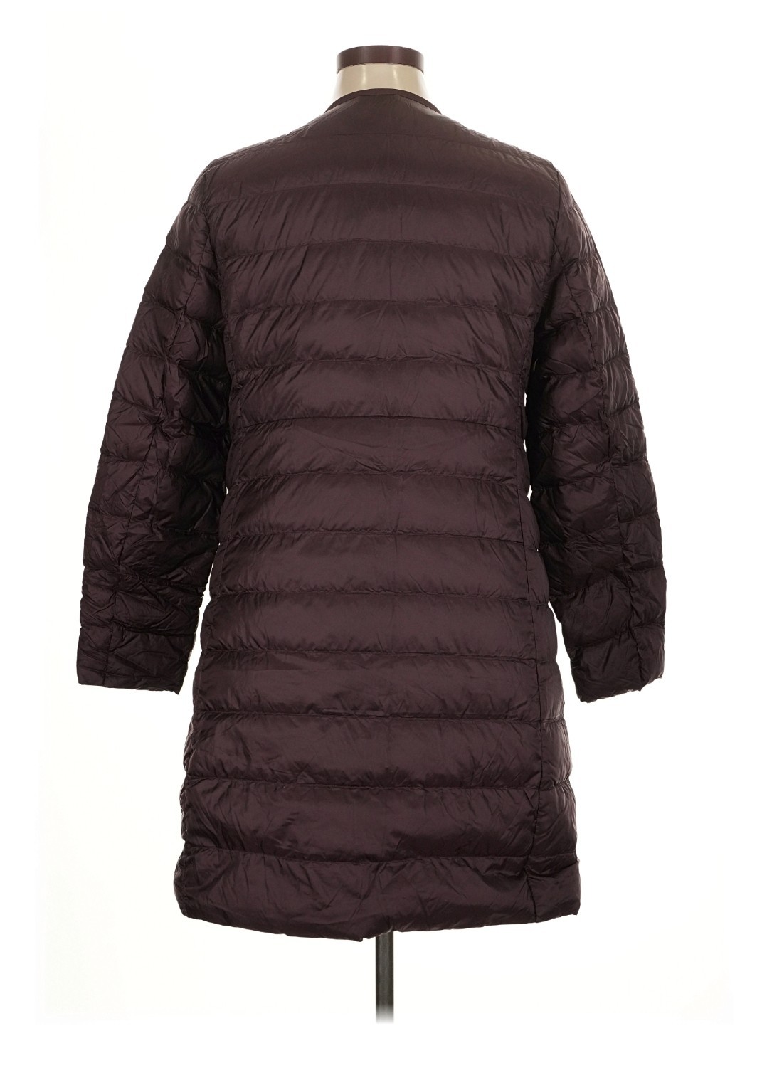 Uniqlo Light Down Coat Women XL Quilted Snap Packable Minimalist Puffer Burgundy thumbnail 2