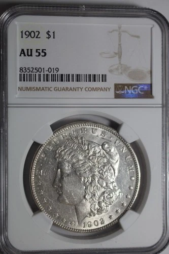 1902 Morgan Silver Dollar AU55 NGC #019