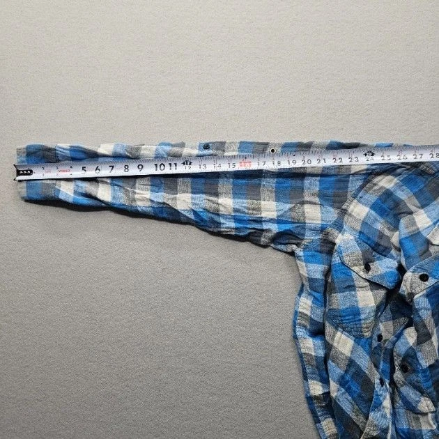 Camisa Eighty Eight Para Hombre Talla Grande Azul Gris Blanco A Cuadros Manga Larga Con Botones Foto 4 de 4