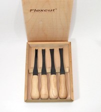 Juego de cinceles de talla larga Falls Run Flexcut estuche de madera de 4 piezas hecho en EE. UU. Gubia V