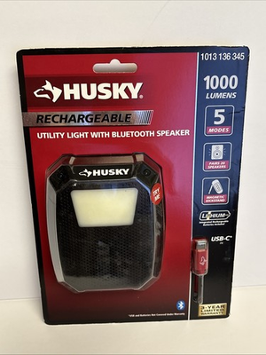#ad #ad Husky Rechargeable 1000 Lumens Utility Light Bluetooth Speaker 5 Modes Magnetic $34.99