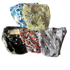 Reusable Cloth Diaper Lot of 5 Adjustable Snaps