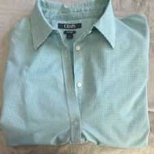Chaps Women’s Non-Iron Green/White Check Collared Button-Up Dress Shirt XL 32/33