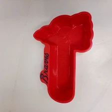 Atlanta Braves Tomahawk Snack Beer Holder Tray Bowl Kid's Meal 11" Container Red