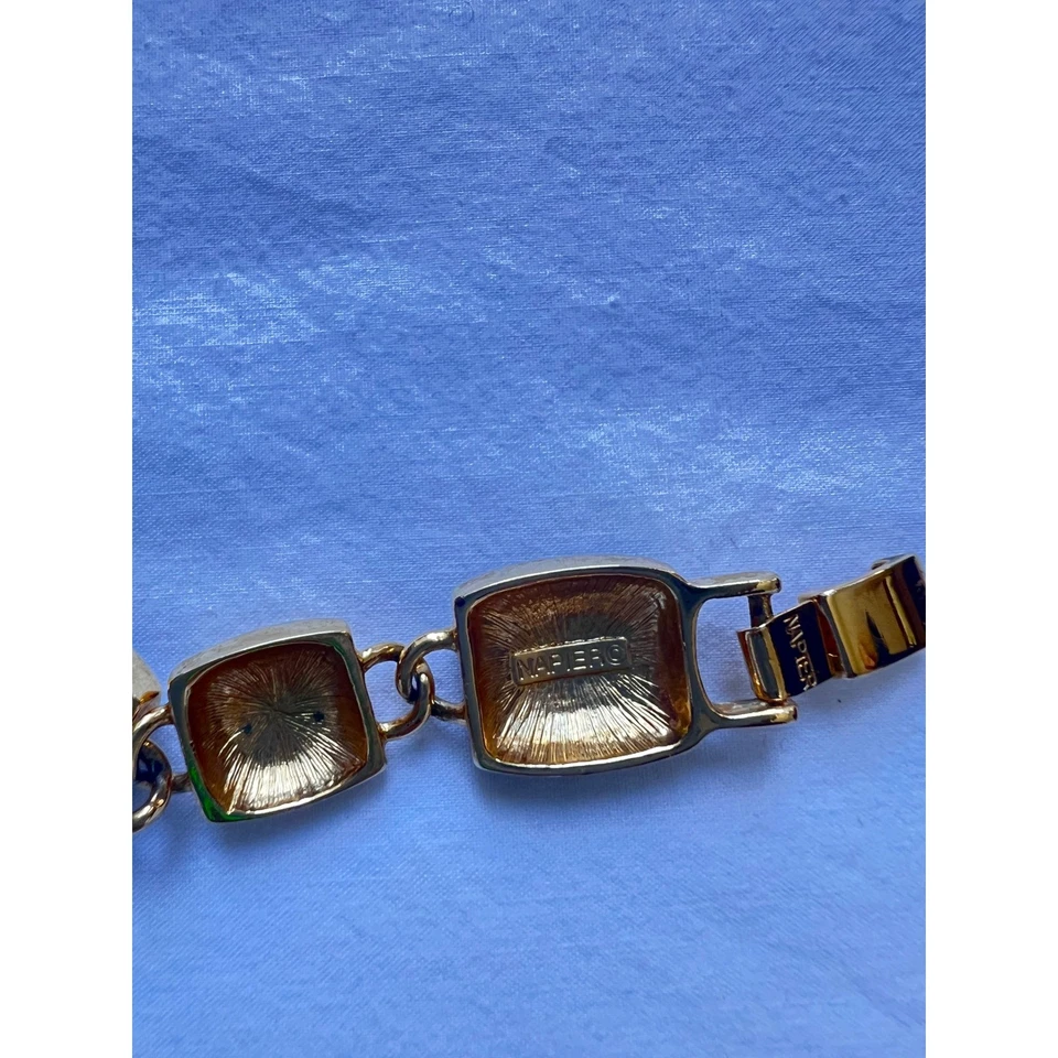 Pulsera Napier Oro Negro Cuadrado Gema Eslabones Joyería Patrimonial Vintage Foto 2 de 3