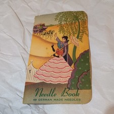 Vintage Needle Book Case Southern Belle & Man Paper Knights Life Insurance Co