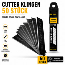 50 x St&uuml;ck  Ersatz-Abbrechklingen 18mm f&uuml;r Cuttermesser  Abbrechklingen Schwarz