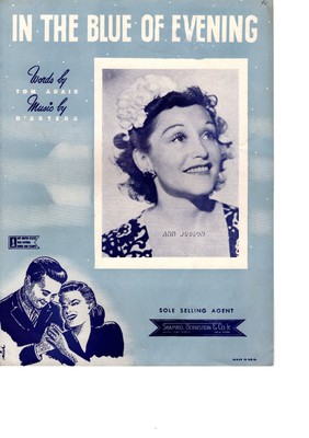 IN THE BLUE OF EVENING  Piano Sheet Music  Guitar Tabs chord symbols 1942