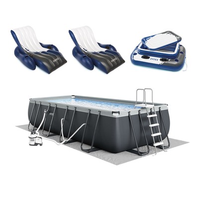 Intex 18ft x 9ft x 52in Ultra XTR Frame Pool, Cooler (2 Pack), & Float (4 Pack)