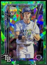 2025 Topps Chrome Update Sapphire Jake Mangum USC176 Green /99 Rookie (RC) Rays