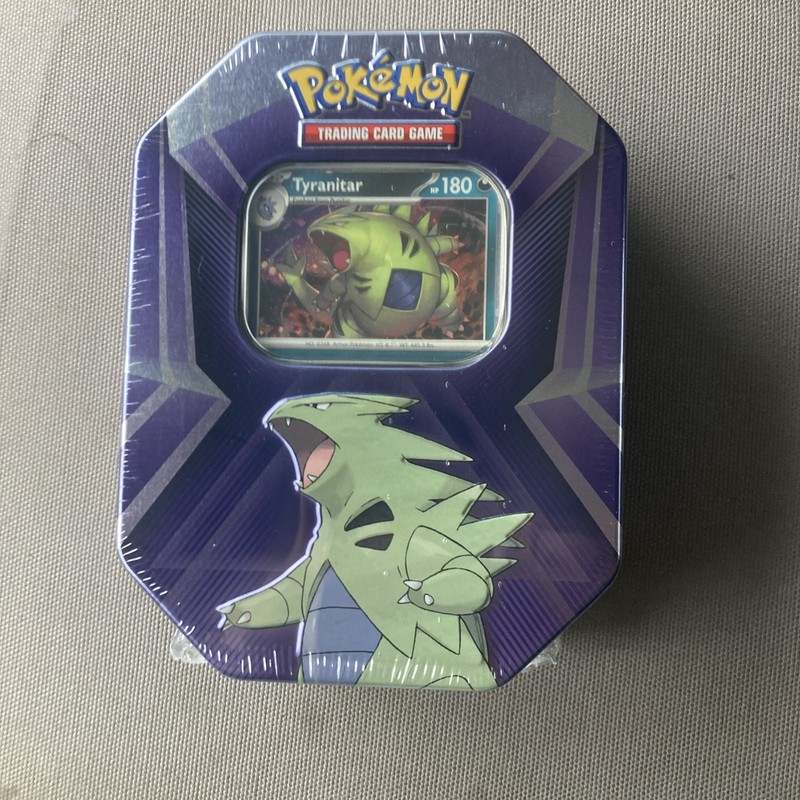 Pokémon TGC Tyranitar Tin 180 Hp 3 Foil Cards 3 Booster Packs One Card Code