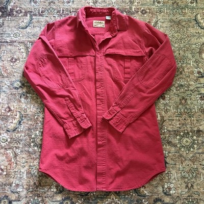 VTG Y2K Men's Medium Tall MT Cabela's Shirt Red Button Up Chamois Cloth Flannel