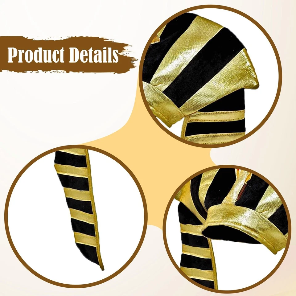 Sombrero de faraón egipcio para niños adultos tocado de faraón para club evento rave Foto 3 de 4