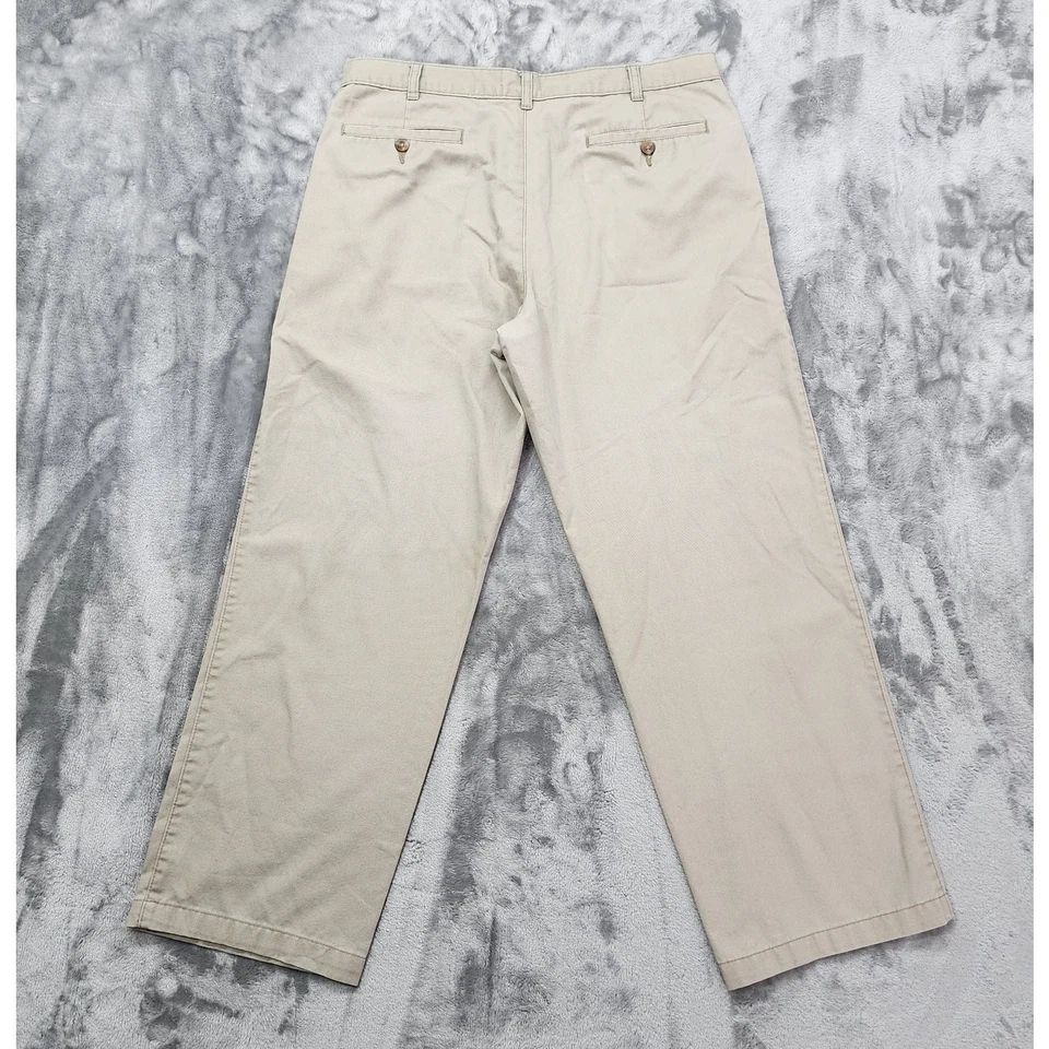 George Pants Mens 34X28* Tan Khaki Chino Straight Cotton Casual Office Preppy - Image 3 of 4