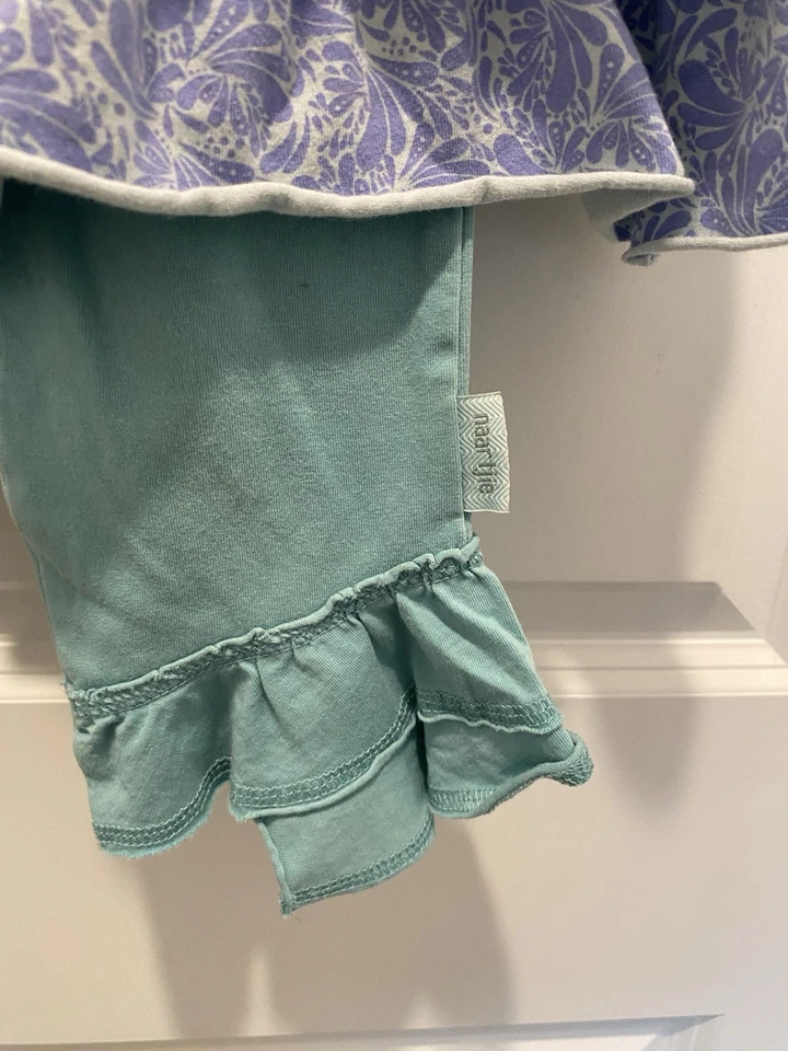Leggings Falda Naartjie Niños Talla 6 Capas En Niveles Azul Teal Púrpura Lunares Foto 4 de 4