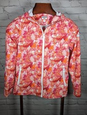Hunter Pink Floral Rain Jacket Girls Size L Raincoat