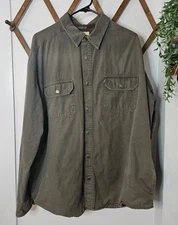 Gander Mountain Barn Jacket Mens Green Field Chore Coat Flannel Lined Large