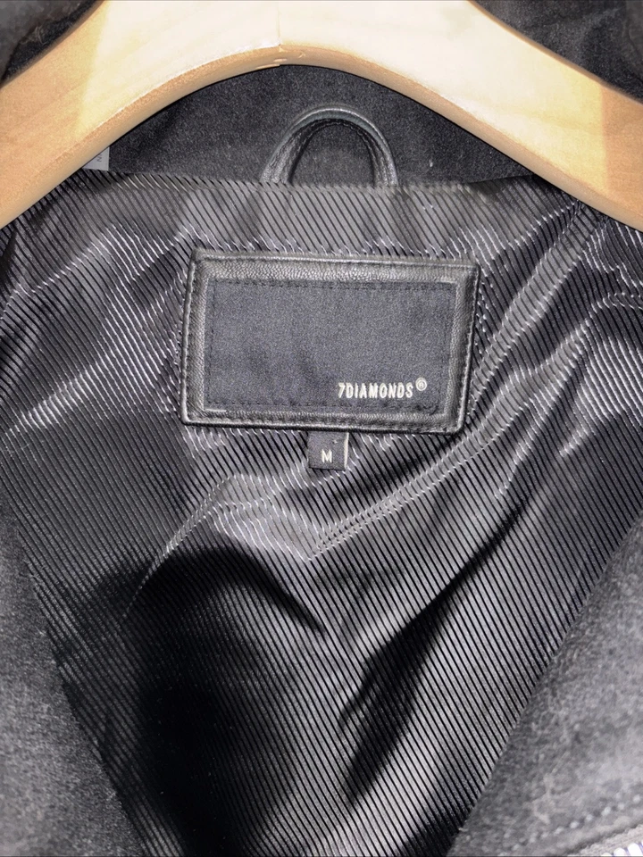 Impresionante Chaqueta 7Diamonds Pagani Para Hombre Talla Med Cuero Mangas Lana Pecho   Foto 2 de 4